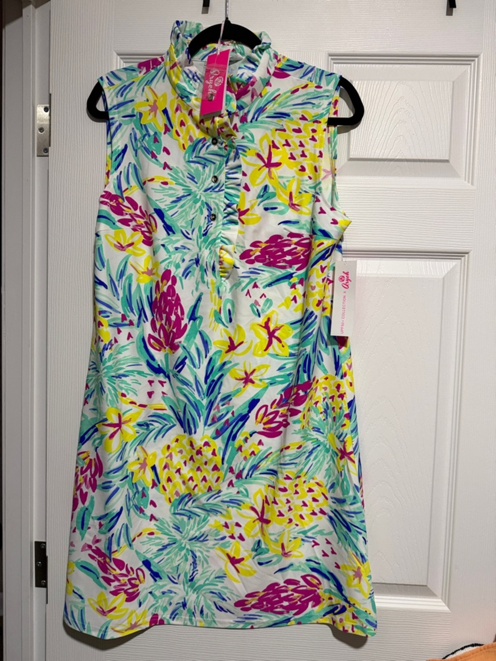Aryeh Tropical Print Sleeveless Shift Dress - White, Yellow, Blue, Pink